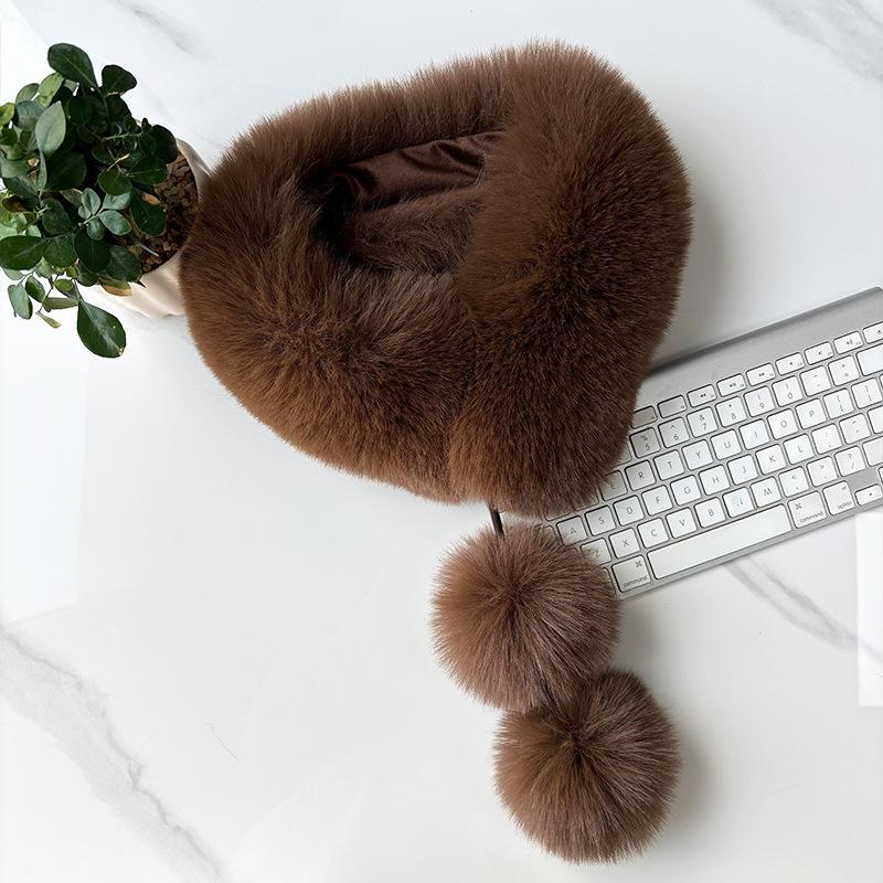 1Pcs Winter Thickened Natural Fox Fur Scarf For Women Magnetic Scarf Neck Warm Fluffy Shawls Female Coat Collar