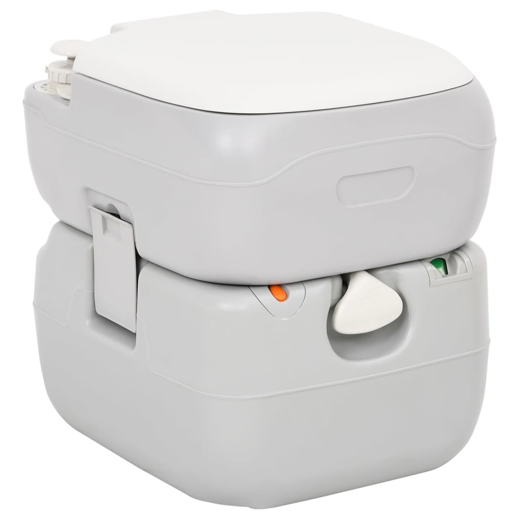 Vidaxl WC Portatile da Campeggio, Grigio-Bianco, 22+12 L, Hdpe