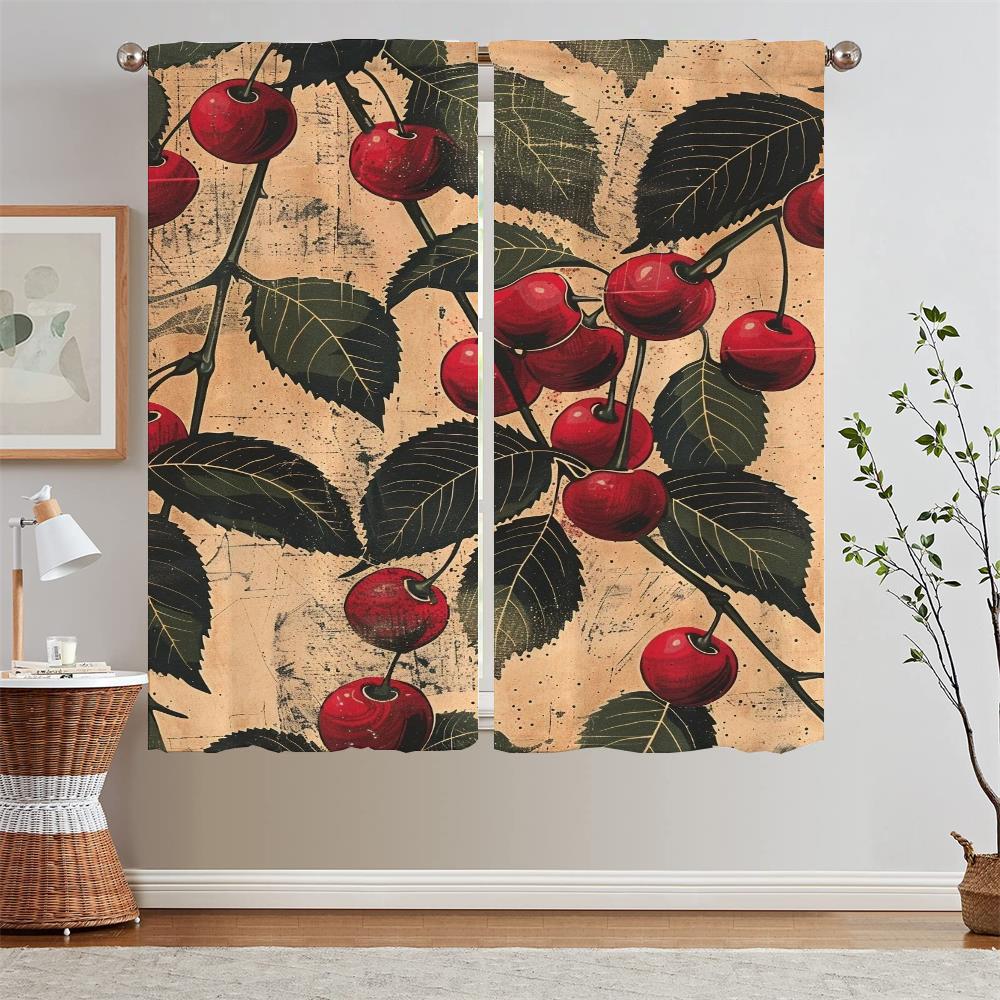 The Cherry Is Ripe White Curtains On Offer Free Shipping Blackout Curtain for Children's Room Black Out Curtains 2 Pcs Set Curls