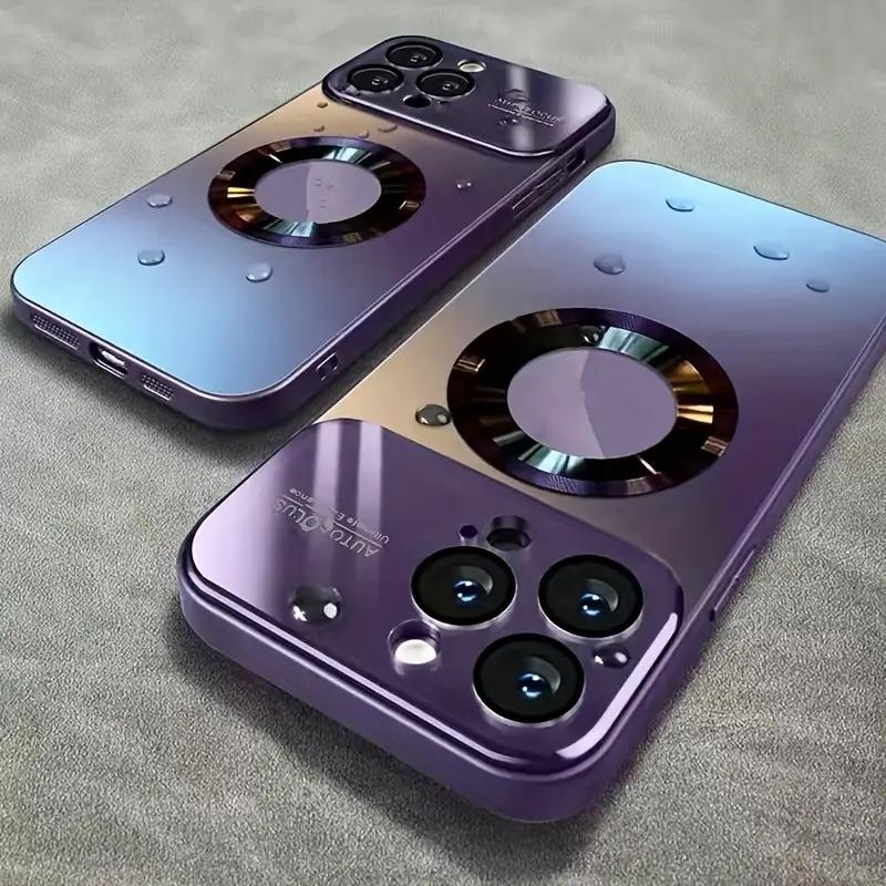 

New Titanium Metallic Color Magnetic Phone Case for IPhone 17 16 15 14 11 13 12 Pro Max Matte Wireless Charging Protect Cover For iPhone 16ProMax фиолетовый