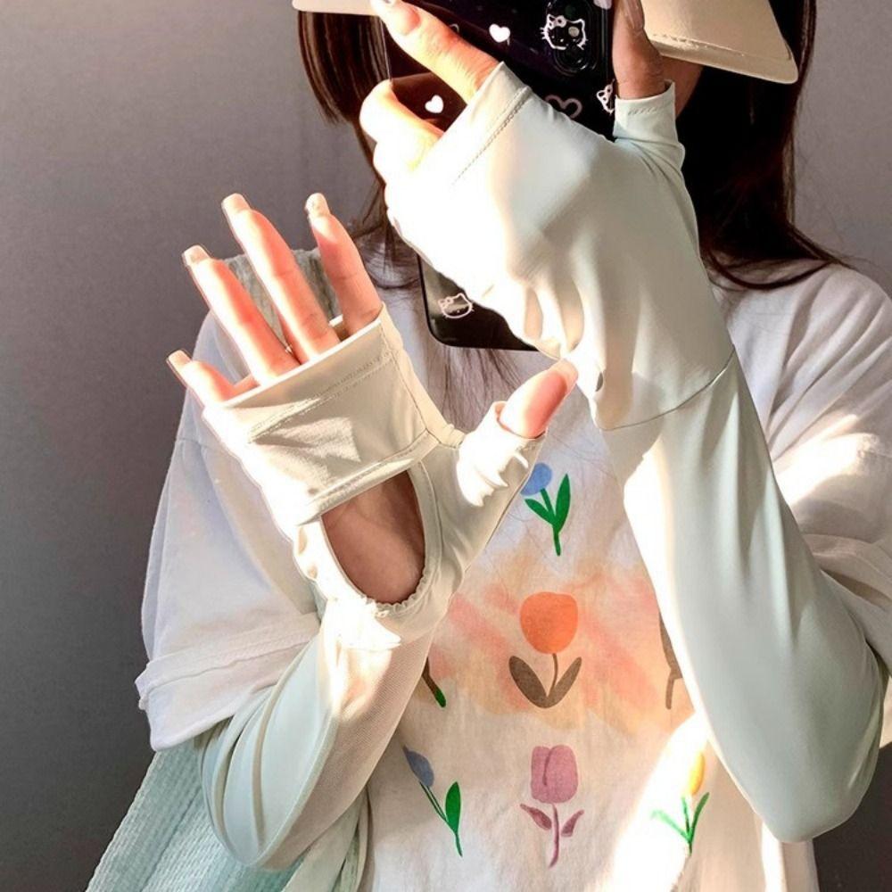 

Elastic Sunscreen Arm Covers Ice Sleeves Cycling Gloves Long Ice Silk Sleeves Outdoor чорний