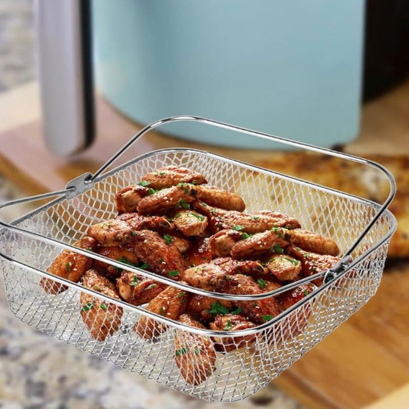 Stainless Steel Frying Basket Steaming Basket Convenient Cooking Tools Air Fryer Accessories for Air Fryers