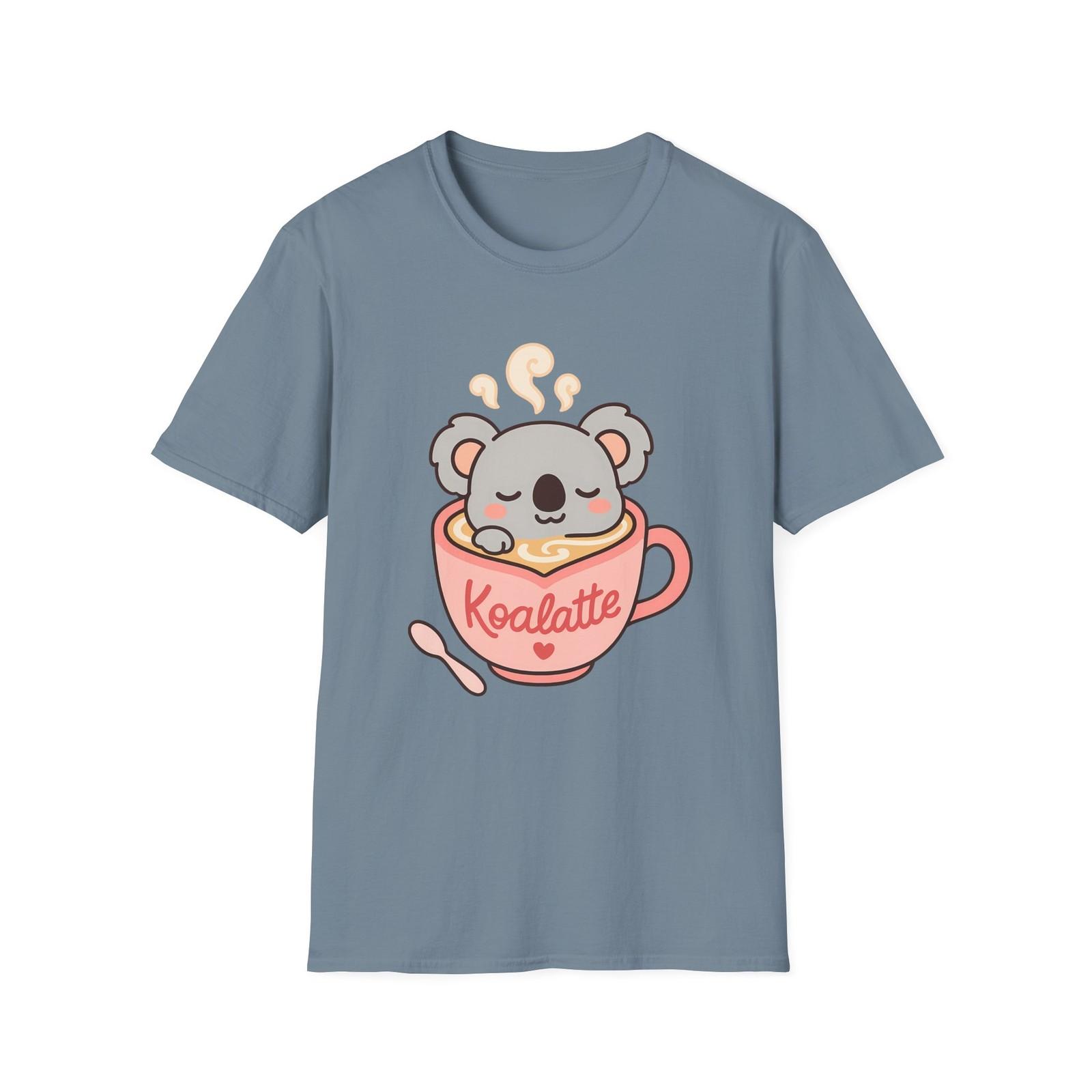 Unisex Softstyle T-Shirt Mens Womens Tees Top Chibi Koala Heart Mug Funny Cozy Cartoon Graphic Tee S