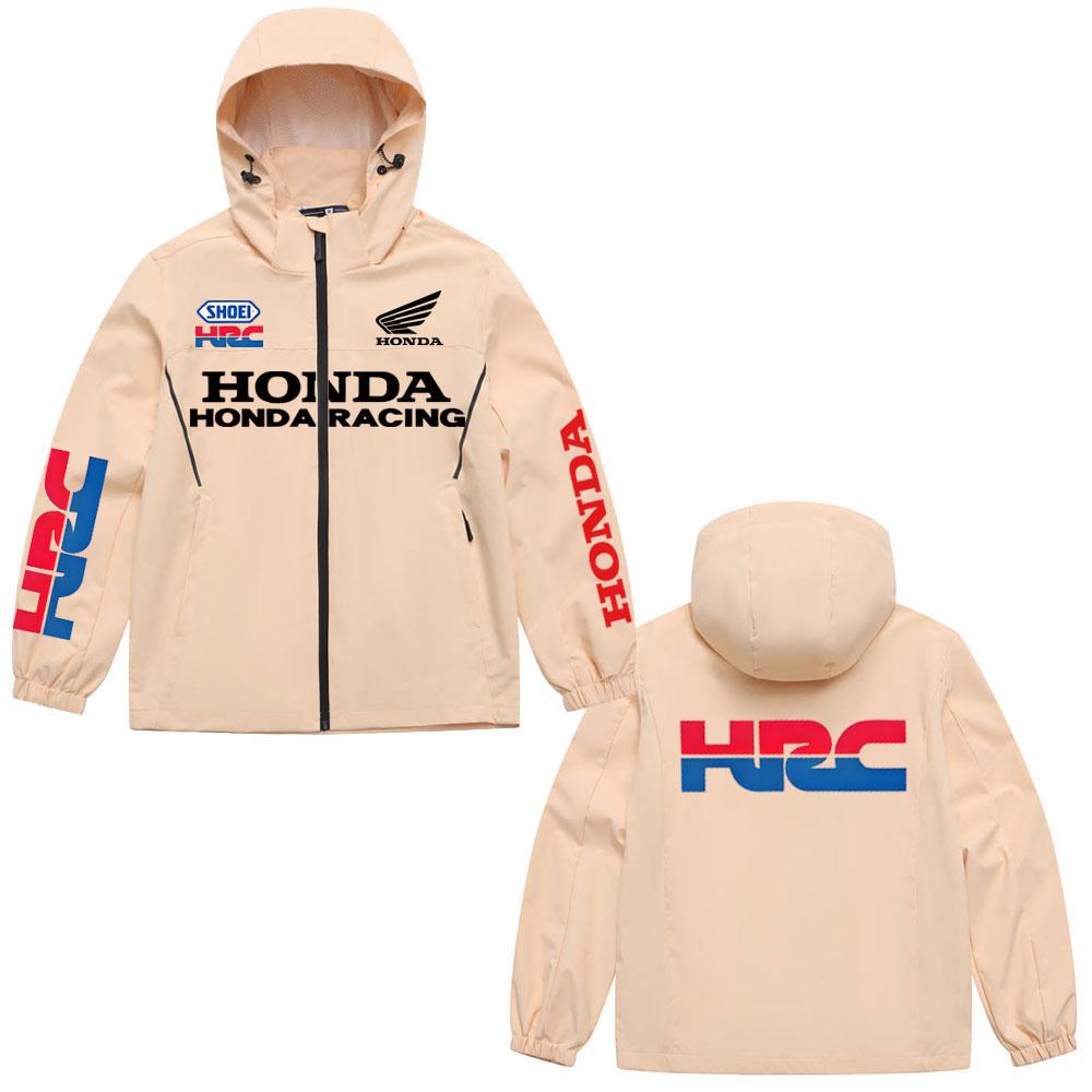 Men And Women Honda print Waterproof down Outdoor lightweight for hiking Jacket Motorcycle Riding Sports Zipper Hooded Clothing