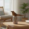 Whimsical Decorative Bird | Vintage Countryside Style, Wood-Look Sculpture,