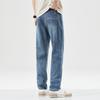 Men's Summer Light Blue Casual Thin Jeans Straight Loose Korean Versatile Trousers