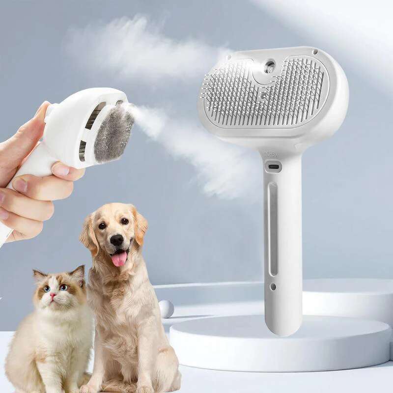 2026 3in1Pet Hair Removal Comb SoftTeeth Pet Massage Comb Pet Grooming Cleaning Brush Steam Spray Comfortable Safe for Dog Cat