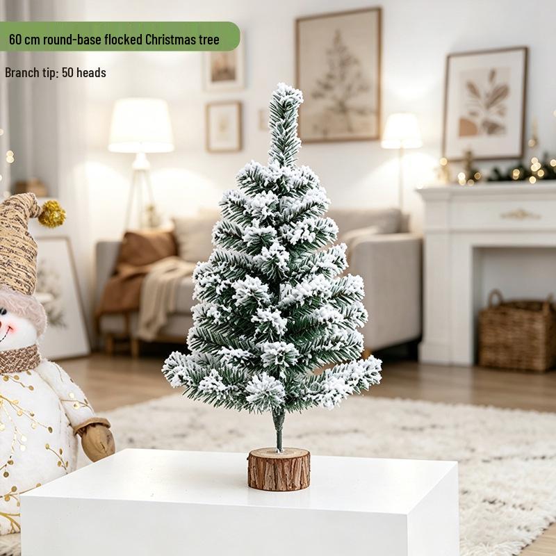 Cross-Border Christmas Iron Base Flocked Tree Decoration Scene Ornament