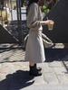 Vintage Korean Spring Skirt With Irregular Split And Double Waist Belt For Casual Wear