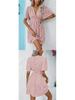 Summer Floral V-Neck Midi Dress with Pleated Skirt and Mid Sleeves