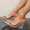 Summer Women's High Heels Luxury Crystal High Heeled Sandals Temperament Pointed Banquet Dress Sandals Transparent PVC Sandalias