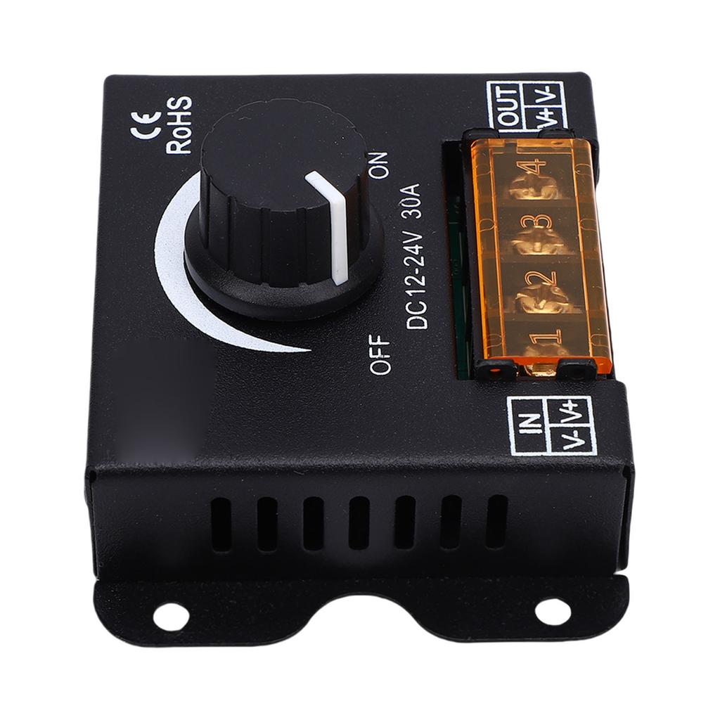 LED Light Strip Dimmer DC 12V 24V 30A PWM Dimming Controller Knob Adjust Brightness ON Off Switch for Single Color