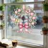 Frühlingsblumenkranz für Fenster, Sonnenblumen-/Tulpenkranz mit Schleife, statisch haftender Aufkleber, wiederverwendbare Glasaufkleber für Wohnzimmer und Küche