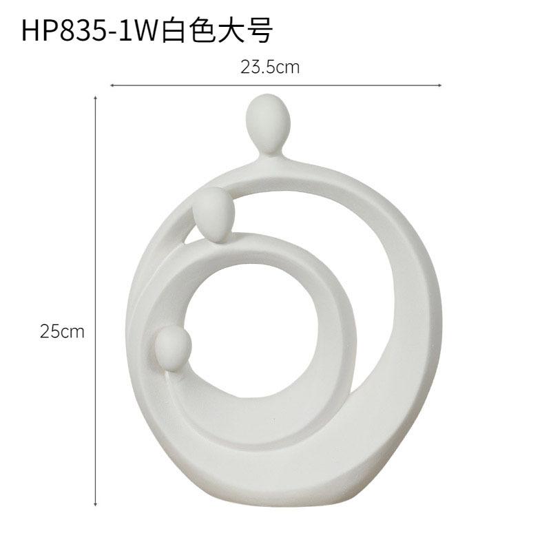 Ceramic Handicraft A Family of Three Abstract Family Sculpture Circular Geometric Ornaments Home Decoration Accessories