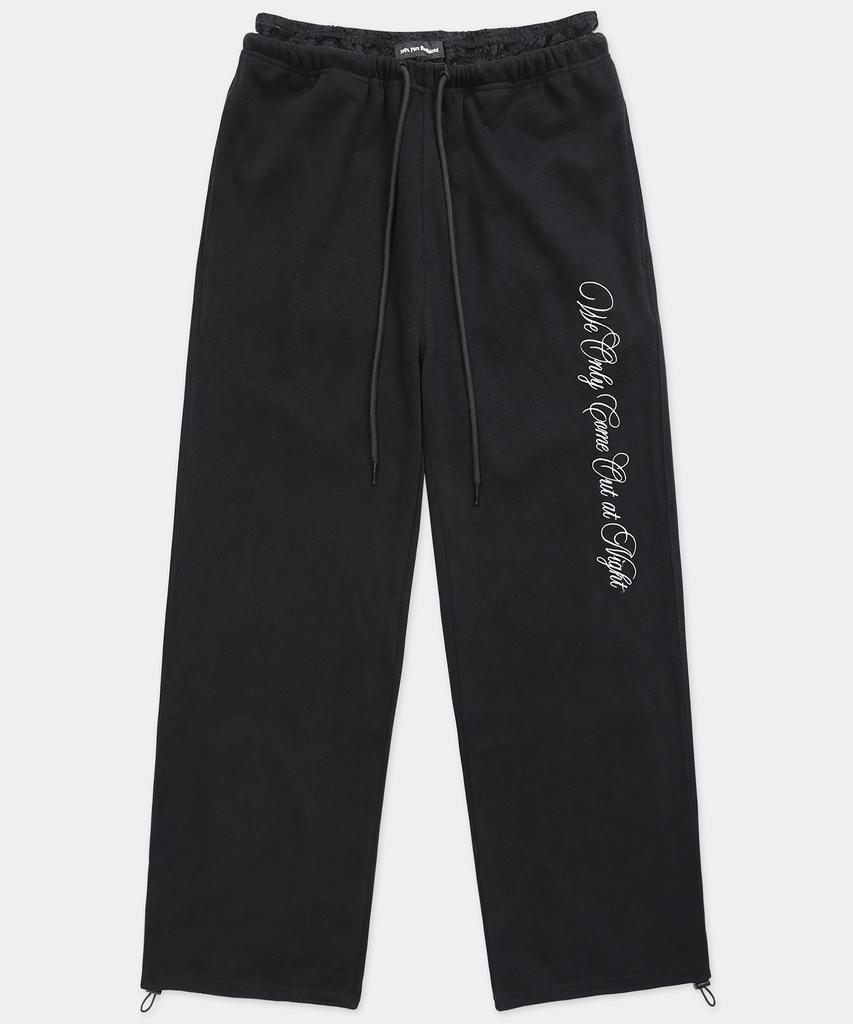 BADBLOOD Pure Lace Trim Joggers - Black
