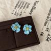 Ear Accessories Blue Flower Earrings Korean Style Flower Stud Earrings Flower Ear Studs  Party