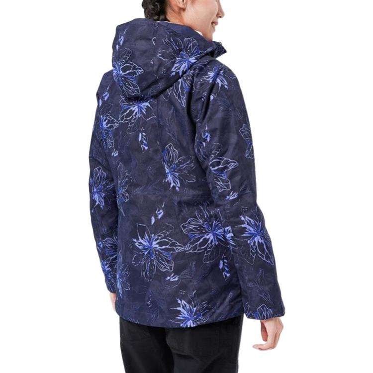 Columbia Letter Print Detachable Cotton Liner 3 In 1 Waterproof Jacket Women jackets Navy-Blue WR0635-467