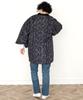 [KYOETSU] Men's Winter Fleece Hanten (5. Black One-Line Pattern, Size M)