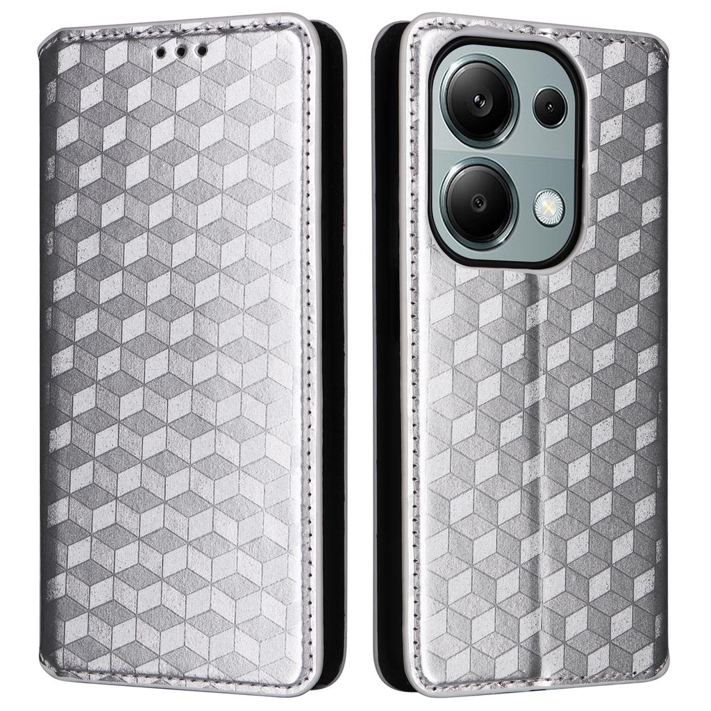For Xiaomi Redmi Note 13 Pro 4G/Poco M6 Pro 4G/Note 14S 4G Case Rhombus Imprinted Stand View Phone Cover