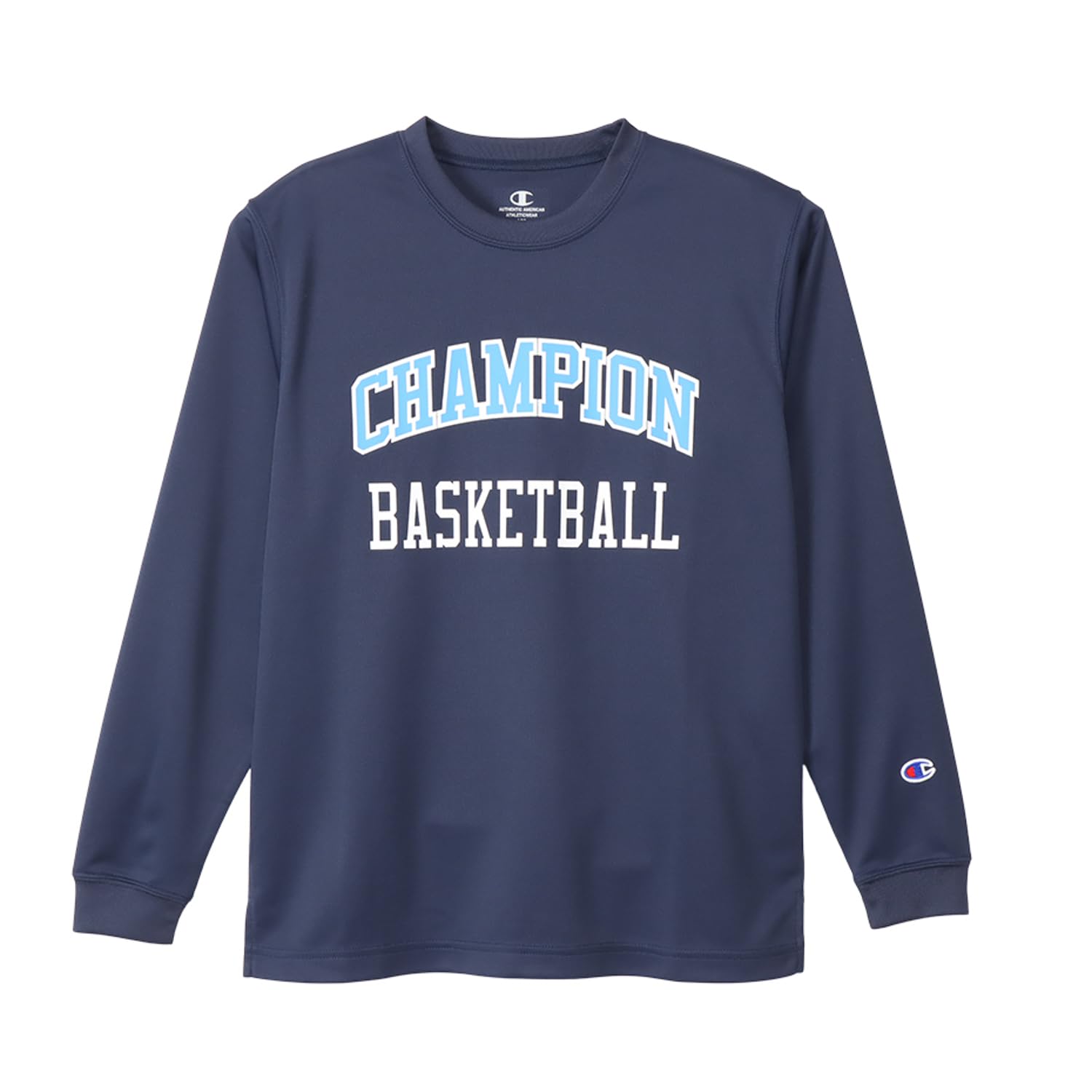 

Champion Long Sleeve Round Odor Quick Graphic Logo Mini Long Sleeve Basketball Navy Kids T-Shirt, Neck, Antibacterial, Resistant, Drying, Print,