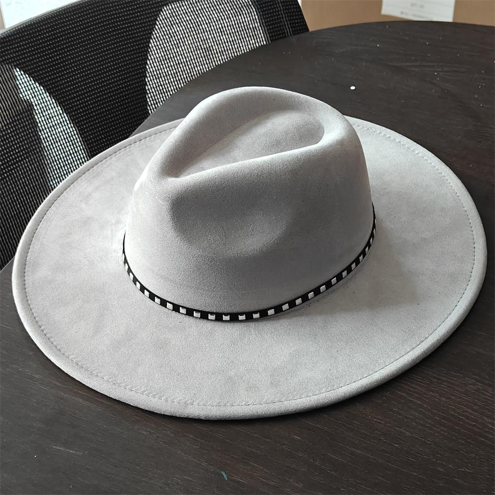Winter Suede Wide-brimmed Fedora Hat for Women and Men Church Jazz Cap Panama Felt Hat Outdoor Windproof Hat Wholesale