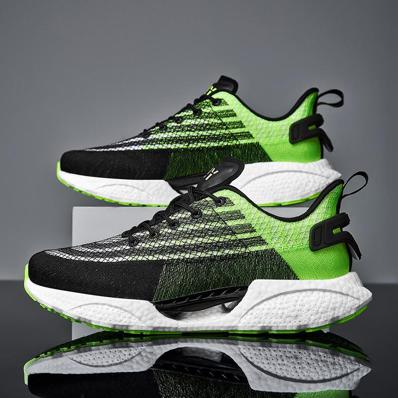 

Summer new men s shoes real popcorn shock-absorbing fly-woven breathable wear-resistant non-slip running shoes 46