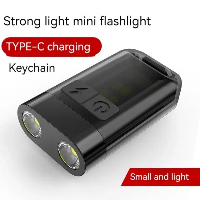 Super Bright LED Flashlight Type-C USB Rechargeable Flashlights Outdoor Emergency Torch Keychain Lights Waterproof Flashlight