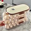 Automatic Rolling Egg Container Fridge Storage Box Food Grade BPA Free Transparent Stackable Fridge Organizer with Lid
