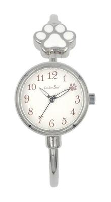 [Seguir] relógio bracelete de hortelã-gato com estampa de pata H05024A-3 SV Prateado Feminino