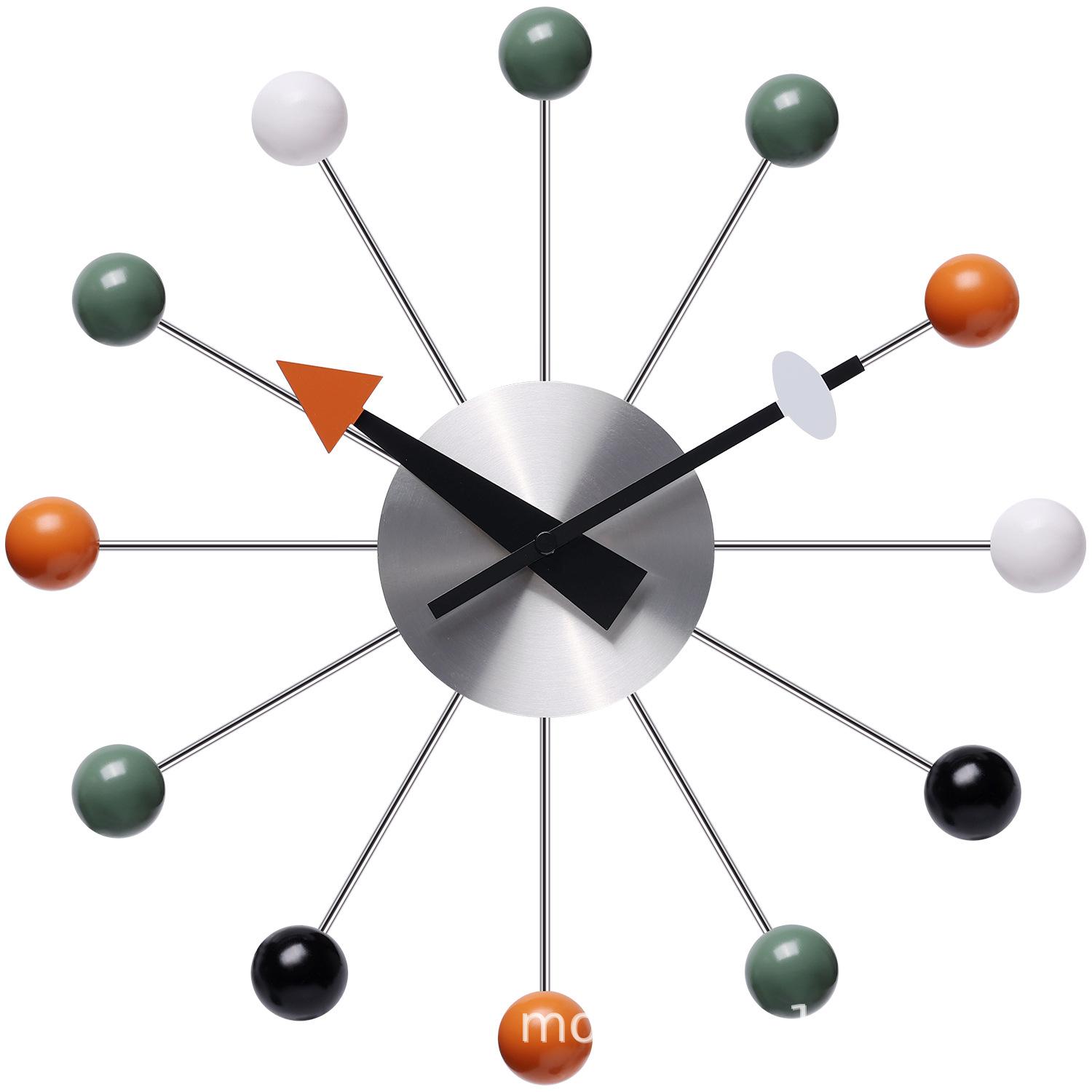 

Home Living Room Decoration Watches Wall Clock Modern Design Nordic Wooden Balls Metal Large Teen Bedroom Kitchen Decor Clocks
