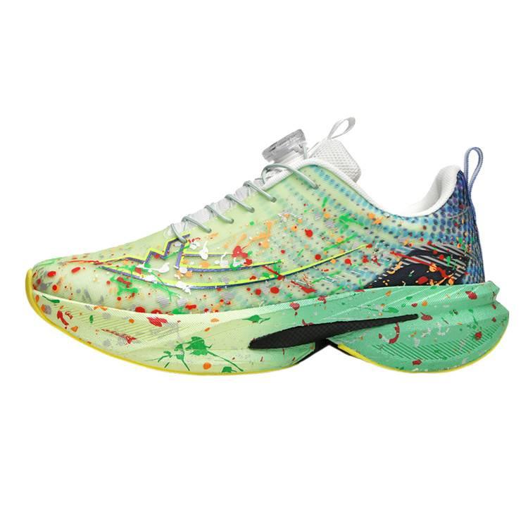 Youth Running Shoes Medium and Small Shoes Physical Education Class Camouflage Carbon Board Running Shoes Rotating Button Breathable Mesh