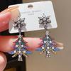 Elegant Snowflake Pearl Christmas Tree Zircon Earrings - Light Luxury Fashion Studs for Women