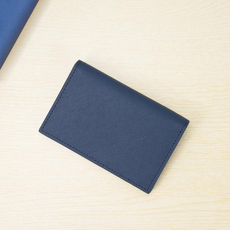 Customized Men's Genuine Leather RFID-Blocking Card Holder - Ultra-Thin Cowhide Crossgrain Design