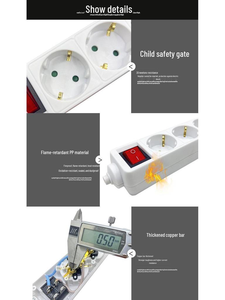 European/German-Style Wireless Power Socket with Korean Wired Plug Strip, CE Certified