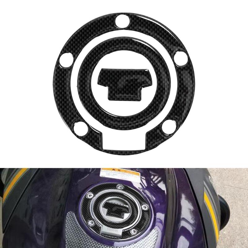 Universal Motorcycle Fuel Cap Decal With Carbon Texture Easy Installation Fuel Tank Protector for Most Sport Bikes