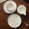 Set Simplu Cană de Cafea și Farfurioară din Ceramică Albă