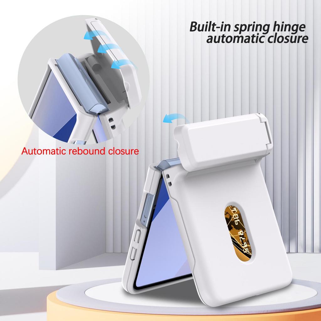 Samsung Z Flip 7 Protective Case with Card Slot and Hinge Bracket, Foldable Anti-drop Design