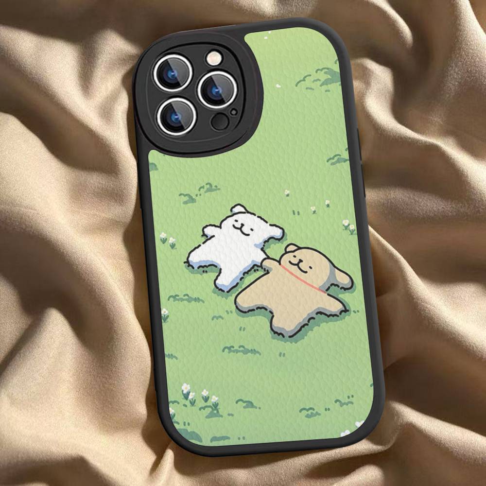Lovely Line Dog Maltese For iPhone 16 15 14 16E 13 12 11 Pro Max Plus Phone Leather Case