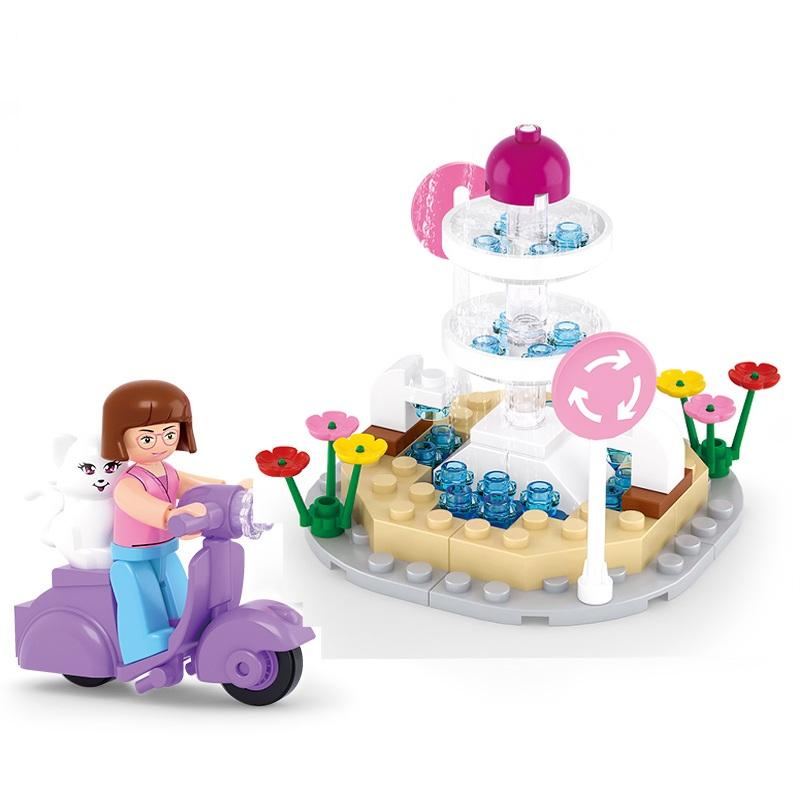 2 IN 1 SLUBAN Girl Royal Carriage Wagon Model Building Blocks Enlighten Action Figure Toys For Children