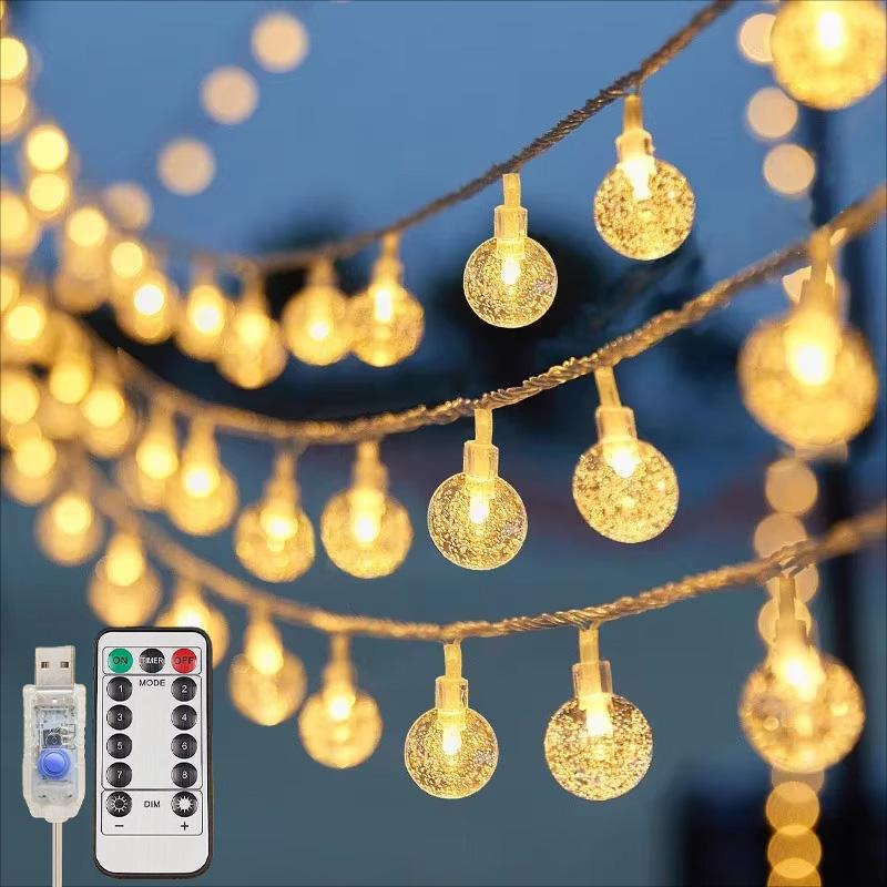 

6/10 м Водонепроницаемые USB Питание Хрустальный Шар Огни 50/80 Светодиодов Гирлянды с Пультом для Рождественской Вечеринки Сада Свадебного Декора 6M 50LEDs теплый белый