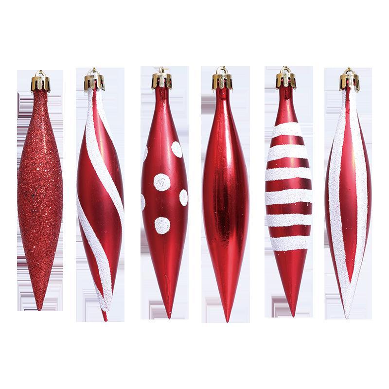 6-Piece Red Pointed Christmas Tree Decorations Set