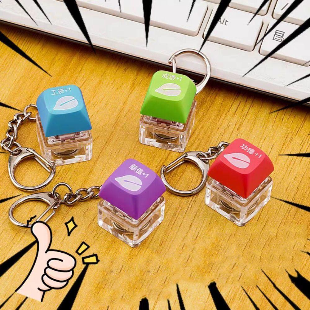 LED Wooden Fish Keyboard Keychain ABS Key Axle Tester Decompression Pendant  Fun Gifts