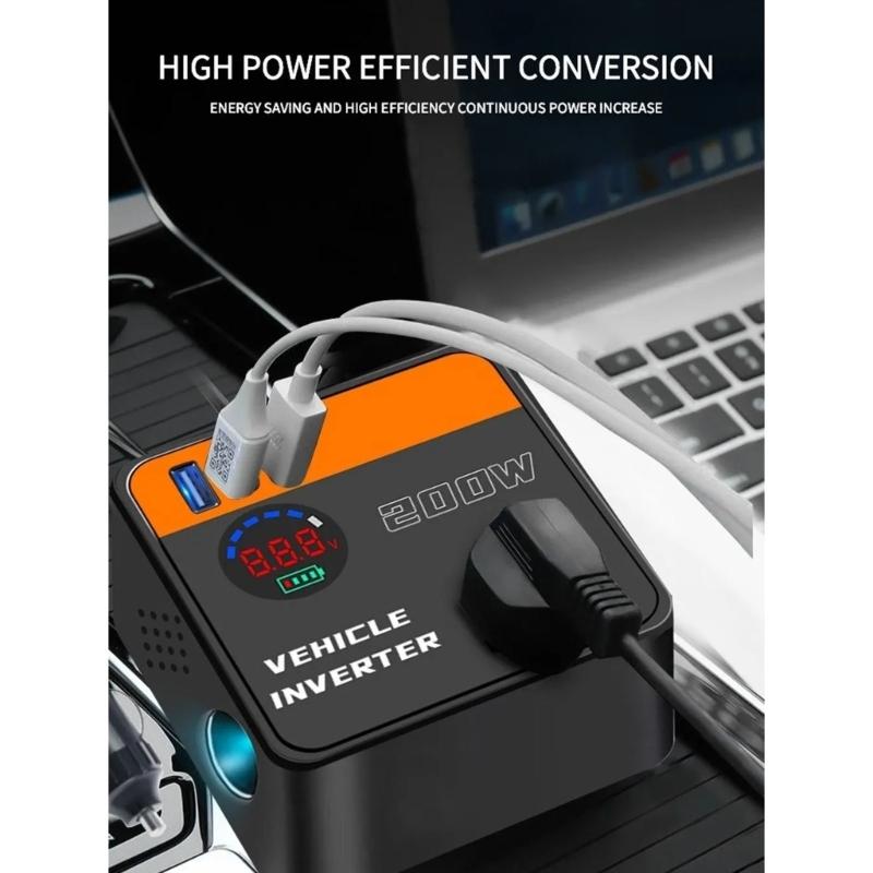 Universal 12V 24V To 110V 220V Electricity Vehicle Power Inverter With LCD Display And Two USB Charging Ports