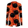 Modische Damen-Strickjacke mit Halloween-Katzenmuster, langärmelig