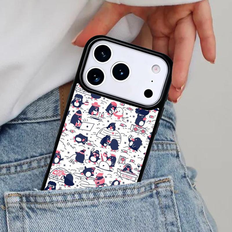 Cute Penguin soft Phone Case for iPhone 16e 15 14 13 12 17 Pro Max Plus Air 17pro Cover Coque