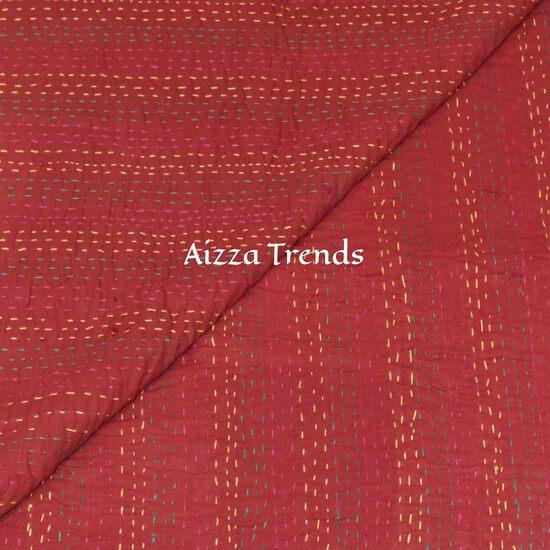 Aizza Trends Handmade Pure Cotton Patch and Patola Work Kantha Quilt - Traditional Indian Throw Blanket-Vintage Cotton Silk Saree Quilt