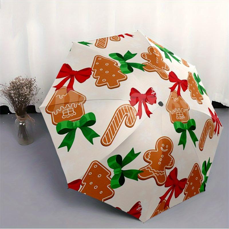 1pc Christmas Pattern Automatic Umbrella 8-Bone Design Compact Gear for Outdoor Travel, Perfect Holiday Gift yy250827063