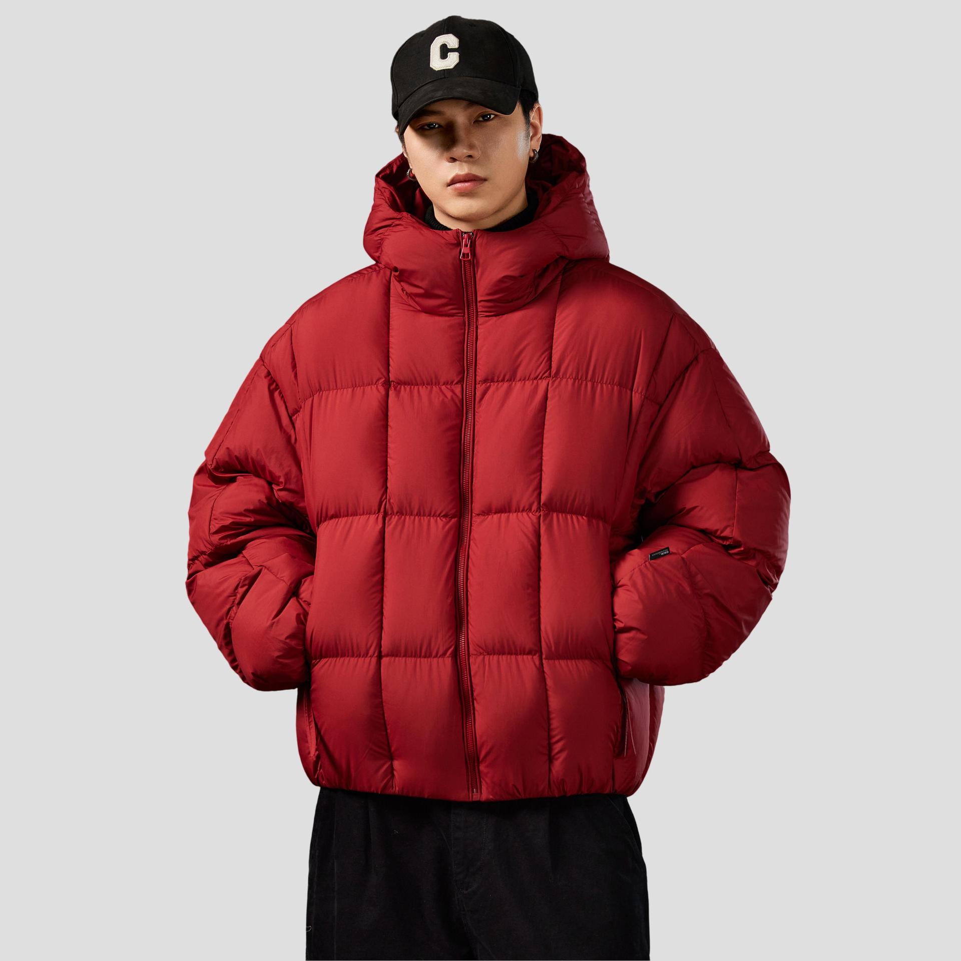

2025 Zodiac Year Unisex Hooded Down Jacket: 90% Duck Down, Thickened Winter Trend, Heavyweight Loose Fit 3XL fits 180-200 jin червоний