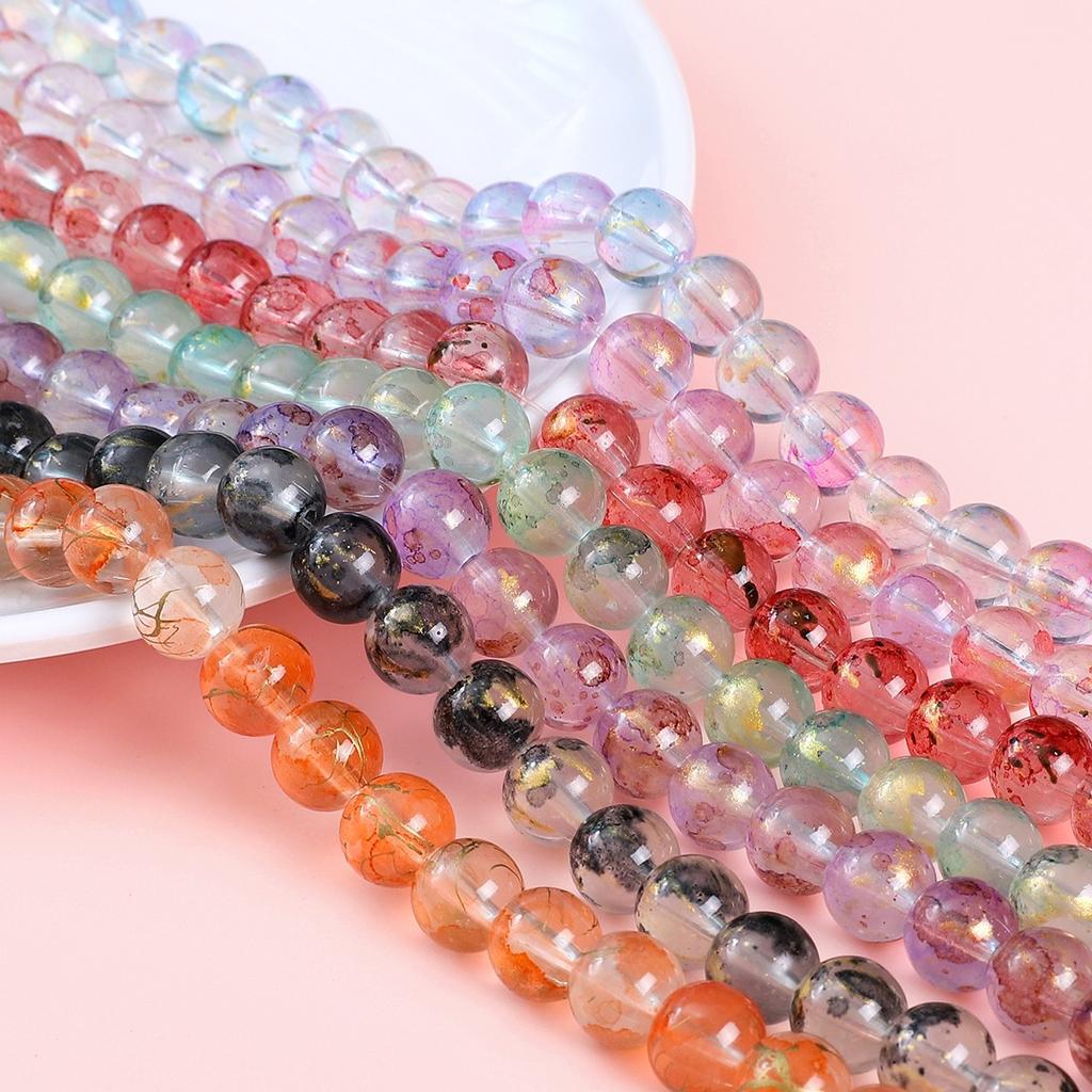 Japońskie i koreańskie rozmazujące się przezroczyste tusze posypywanie złotem szklane koraliki luźne koraliki ręcznie robione diy materiał do koralików akcesoria do bransoletek