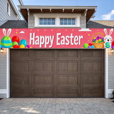 Egg Theme Happy Easter Banner Easter Celebration Banner Bunny Decoration For Kids Gathering Party Decor Indoor Decoration